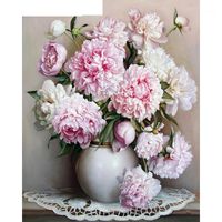 Wholesale Paintings Pink Peony By Numbers DIY Pictures Oil Coloring Set Gift Drawing Canvas Decor Arrivals