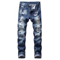 Wholesale Men s Jeans Denim Style Hole Destroyed Design Tattered Blue Long Men Slim Body Plus Size Casual Hip Hop For Man