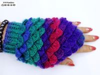 Wholesale Five Fingers Gloves Female Hand crocheted Pure Wool Yarn Colorful Fish Scale Flowers Driving Computer Playing Mobile Phone Learning Multi pu