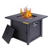 Wholesale US stock Gas Fire Pit Table BTU Square Outdoor Gas Firepits with Lava Rocks Water Proof Cover Black a15