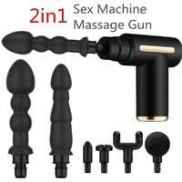 Wholesale 2in1 Sex Machine Fascia Massage Gun Sex Toys for Erotic Love Dildo Penis Vibrators Machines Men Women Masturbation Body Sex Shop