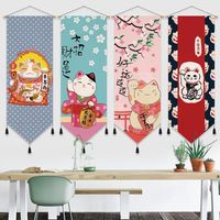 Wholesale Paintings Japan Lucky Cat Hanging Scroll Painting Canvas Art Posters Home Living Room Decor Printed Wall Pictures