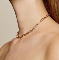 Wholesale Hot Selling Punk Style Link Chain Necklace Jewelry Gold Plated Simple Short Circle Chain Collar Choker Necklace for Women