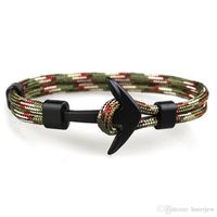 Wholesale Anchor Bracelets Men Black Men Rope Chain Paracord Bracelet Male Wrap Metal Sport Hooks mens bracelets