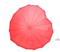 Wholesale Red Heart Shape Umbrella Romantic Parasol Long handled Umbrellas for Wedding Photo Props Umbrella Valentine Day gift sea ship DWB13453