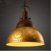 Wholesale Nortic Vintage Industrial Iron Pendant Lamp Gold Rivets Personality Pendant Light for Restaurant Bar Studio Decoration