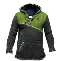 Wholesale Knitted Sweater Men Hoodie Pullover Jumper Streetwear Cropped Fall Trendy Spliced Plus Size Stitching Hooded Sweatshirt