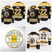 Wholesale 22 Willie O Ree Retirement Boston Bruins Custom Hockey Jersey Home Black Away White All Stitched Fast Shipping