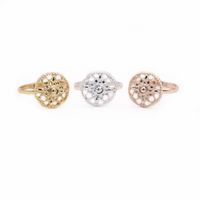 Wholesale Trendy Round Flower Ring Simple Circular pattern style Hand welded Copper Ring Design Environmental Protection Material Three Color Optiona