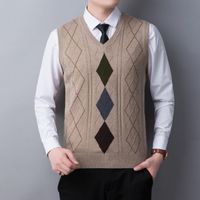 Wholesale Men s Vests Man Cashmere Sweater Casual Argyle Patterns Knit Vest Sleeveless Sweaters Pullovers Jumper