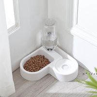 Wholesale Double Feeder Automatic Water Drinking Pet Dog Cat Fountain And Stainless Steel Food Bowls Design For Dogs Cats EWA11815