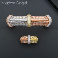 Wholesale Earrings Necklace ModemAngel African Bangle Ring Sets Fashion Dubai Silver Bridal Jewelry For Women Wedding Brincos Para As Mulheres1