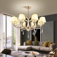 Wholesale LED Ceiling Chandelier Lighting Modern Golden Lamp Luxury Crystal for Living room Bedroom v Fabric lampshade Hanging Lamp