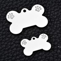 Wholesale 1000pcs Engraved Personalized Stainless Steel Dog Collars Tag Pet ID Tags Mirror Polished Bone Paw Name Plate Collar RRF13311