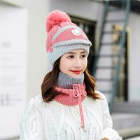 Wholesale New Pieces Set Women s Knitted Hat Scarf Caps Neck Warmer Winter Hat For Ladies Girls Skullies Beanies Warm Fleece Caps WXY059