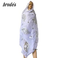 Wholesale Scarves High Quality African Women Scarfs Muslim Embroidery Soft Cotton Splicing Big Scarf For Shawls Wraps
