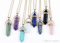 Wholesale Gold Chain Necklace Women Men Natural Stone Pendants Statement Rose Quartz Healing Crystals Necklaces
