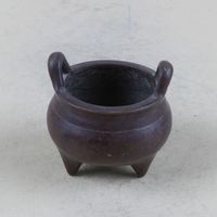 Wholesale Chinese Antique Red copper Binaural bowl Model Statue Xuan De W Mark QT069