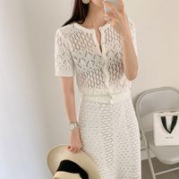 Wholesale Work Dresses Alien Kitty Office Lady Plus Size Women Sleeveless Solid Blouses A Line Chic Gentle Brief Shirts Two Pieces Siut Sets