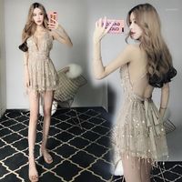 Wholesale Casual Dresses European And American Deep V neck Low Chest Halter Dress Nightclub Women s Sexy Waistband Show Thin Back Coquettish1