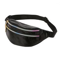 Wholesale Outdoor Bags Fasion Waist Women Pink Silver Fanny Pack Female Belt Bag Black Geometric Packs Laser Chest Phone Pouch1