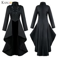 Wholesale Women s Jackets KANCOOLD Vintage Gothic Steampunk Long Coat Women Button Lace Corset Halloween Costume Party Tailcoat Female