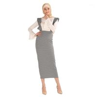 Wholesale Skirts Long For Women Striped Suspender Skirt Casual Harajuku Shoulder straps Bodycon Slim Hips Overall Islamic Clothing1