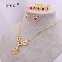 Wholesale Earrings Necklace Kids Gold Baby Jewelry Sets Pendant Ring For Children Gifts Dubai Girls Boys Birthday Present Jewellery Set1