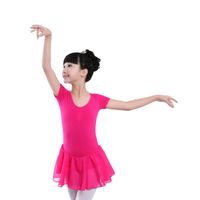 Wholesale Girls Gymnastic Ballet Leotard Short Long Sleeve Dress Dancer Kids Children Costumes For Pink Dance Wear kg