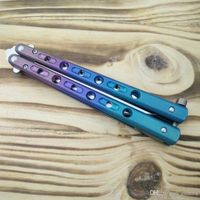 Wholesale balisong BM67 D2 blade titanium butterfly trainer training knife not sharp Crafts Martial arts Collection knvies xmas gift