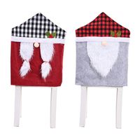 Wholesale Christmas Chair Covers Plaid Gnome Xmas Backrest Covers New Year Holiday Party Supplies Festival Decoration JK2010PH