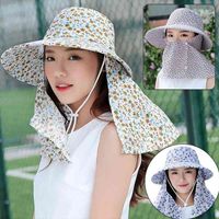 Wholesale Spring Summer Ladys Sun Hat Outdoor Uv Protection Cap Breathable Windproof Fashion Floral Camouflage Printing Sunhat