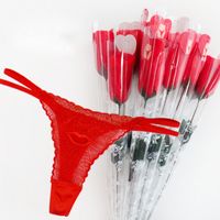 Wholesale Valentine Sale Cheap Sexy Rose Thongs Red Thongs Packing In A Rose Flower Christmas Gift Women Underwear Fashion Panties T200418