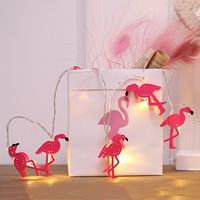 Wholesale Flamingo LED String Pink Flamingo Decor Tropical Summer Party Wedding Birthday Party Decor Green Leaf Led Light Party Supply