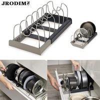 Wholesale Kitchen Storage Holder Expandable Dish Drainer Drying Rack Retractable Pot Lid Stainless Steel Spoon Pan Cover Drain Shelf