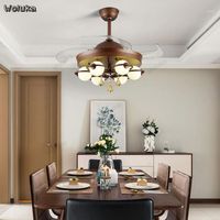 Wholesale Nordic led electric light fan restaurant living room bedroom remote control mute one dual purpose ceiling fan light CD50 W071