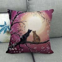 Wholesale Cherry Blossoms Printing Pillow Case Lovely Cat Pattern Flax Fashion Cushions Cases Home Decoration New jw J2