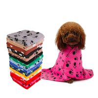 Wholesale 60 cm Pet Dog Soft Blanket Small Paw Print Towel Puppy Bed Warmer Cute Blankets Beds Cover Mat Pet Cushion Sleep pad Pet Supplie
