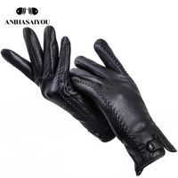 Wholesale Five Fingers Gloves Fashion Buckskin Real Women s Leather Gloves Comfortable Warm Winter Cold Protection For Women