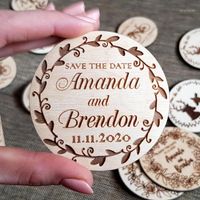Wholesale Party Favor Wedding Save The Date Personalized Wood Memory Wooden Rustic Magnet Customized Invitation1