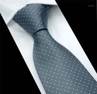 Wholesale Neck Ties SCST Brand Cravate Corbatas Wedding Necktie cm Slim Neckties White Dot Print Grey Silk For Men Tie Gravata CR0441