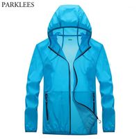 Wholesale Blue Quick Dry Mens Sunscreen Jacket Summer Waterproof Windproof Ultralight Jacket Mens Elastic Sports Rain Coat Outwear1
