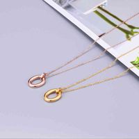 Wholesale Brand Belts L78 simple cool wind oval circle solid Pendant Necklace women s titanium steel plated K Gold personality0WES