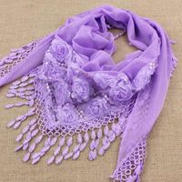 Wholesale Scarves PC Female Women Tassel Shawls And Autumn Silk Flower Lace Triangle Pendant Scarf Fashion
