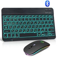 Wholesale RGB Bluetooth Keyboard And Mouse Wireless Keyboard Mouse Combo Rubber Keycaps Rechargeable RGB Mouse For Android Windows or smartphone