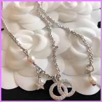 Wholesale Women New Fashion Necklace Silver Star Diamonds Necklaces Luxurys Jewelry Pendant Accessories Designers Pearl Ladies For Party D221136F