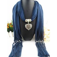 Wholesale Pendant Necklaces Heart Necklace Charm Scarf Women Soft Solid Winter Scarfs Jewelry Bohemian Accessories