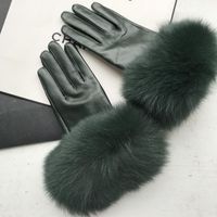 Wholesale Five Fingers Gloves Maylofuer Dark Green Genuine Sheepskin Elegant Hand Soft Leather Women s High grade Gloves1