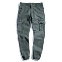 Wholesale Men s Pants Mens Slim Fit Multi Pocket Cargo Male Solid Joggers High Quality Cotton Long Trousers Size G3552