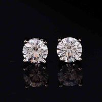 Wholesale Round Moissanite Stud Earrings for Women ct ct Hearts and Arrows S925 Sterling Silver White Gold Plated Fine Jewelry